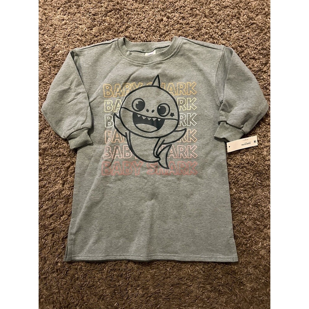 Girls Baby Shark Sweatshirt Fleece Dress Size 4T Gray w/ Shark Logo New with Tag
